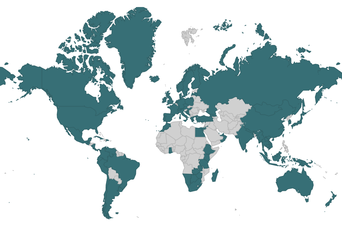 Map of Dana’s global travel and client destinations